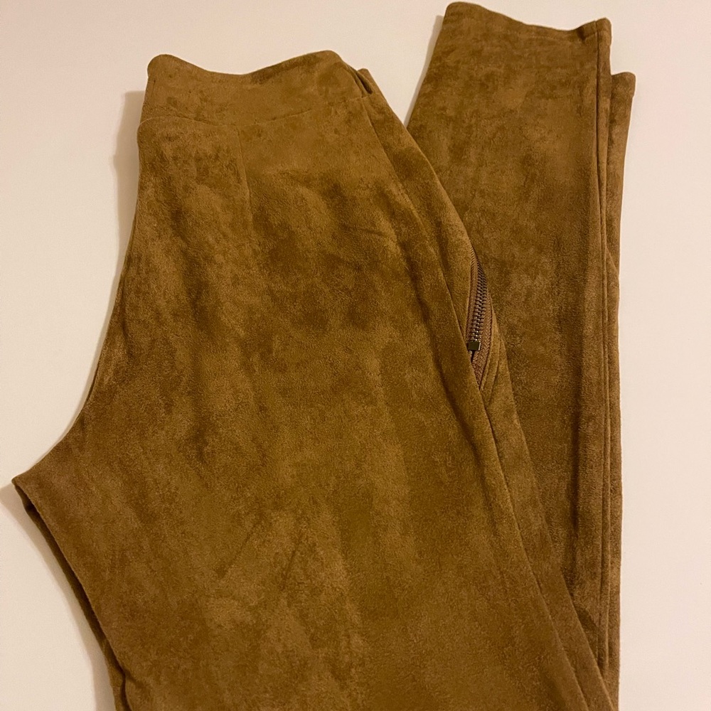 Camel faux suede pants